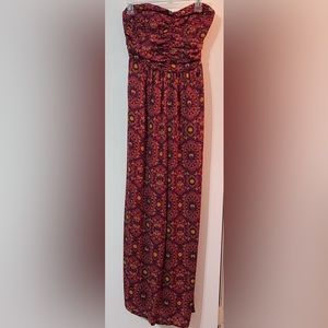 Red strapless jumpsuit